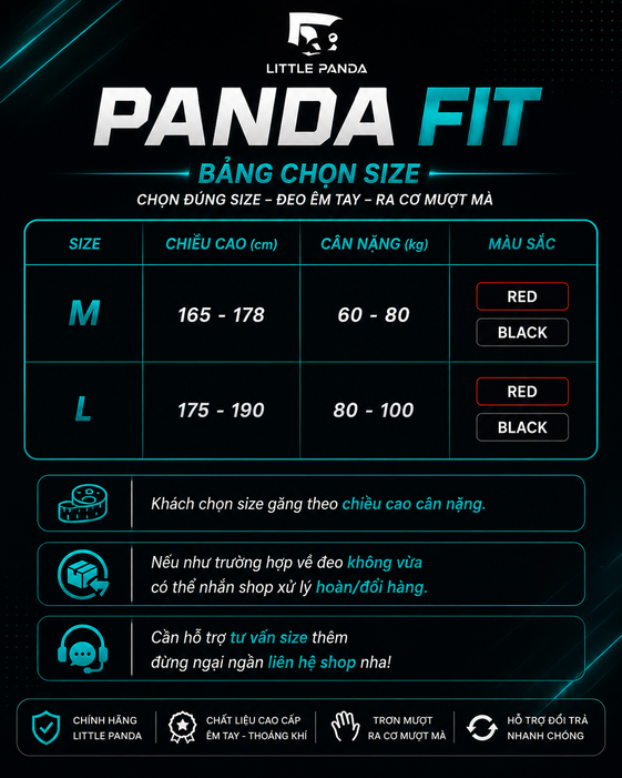 Găng Tay Bida Little Panda FIT Chính Hãng | Co Giãn 4 Chiều, Ôm Tay, Trơn Mượt | Mạnh Bóng Đêm Studio