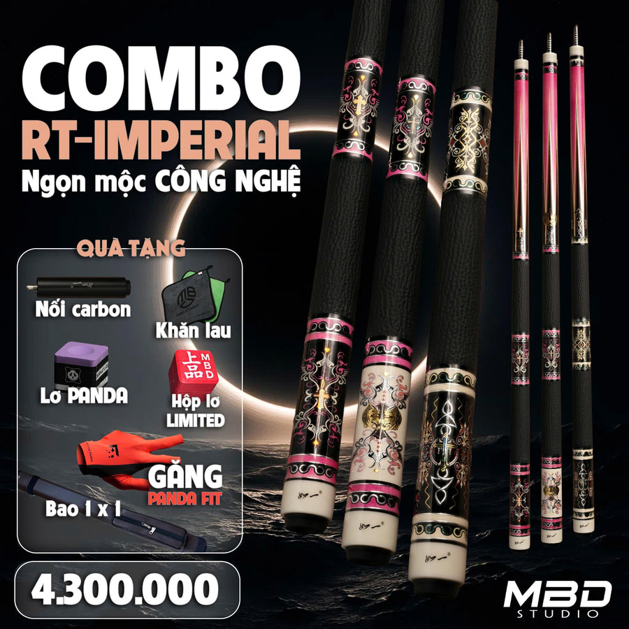 Gậy Bida RT Imperial & Elite Series – Ngọn Mộc Full Công Nghệ Carbon Xuyên Tâm | Rỗng Đầu Ngọn | MBD Studio