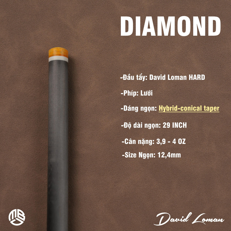 Ngọn Carbon David Loman DIAMOND, NGỌN cơ Bida PRO Nhất phân khúc 10m  - Mạnh Bóng Đêm Studio